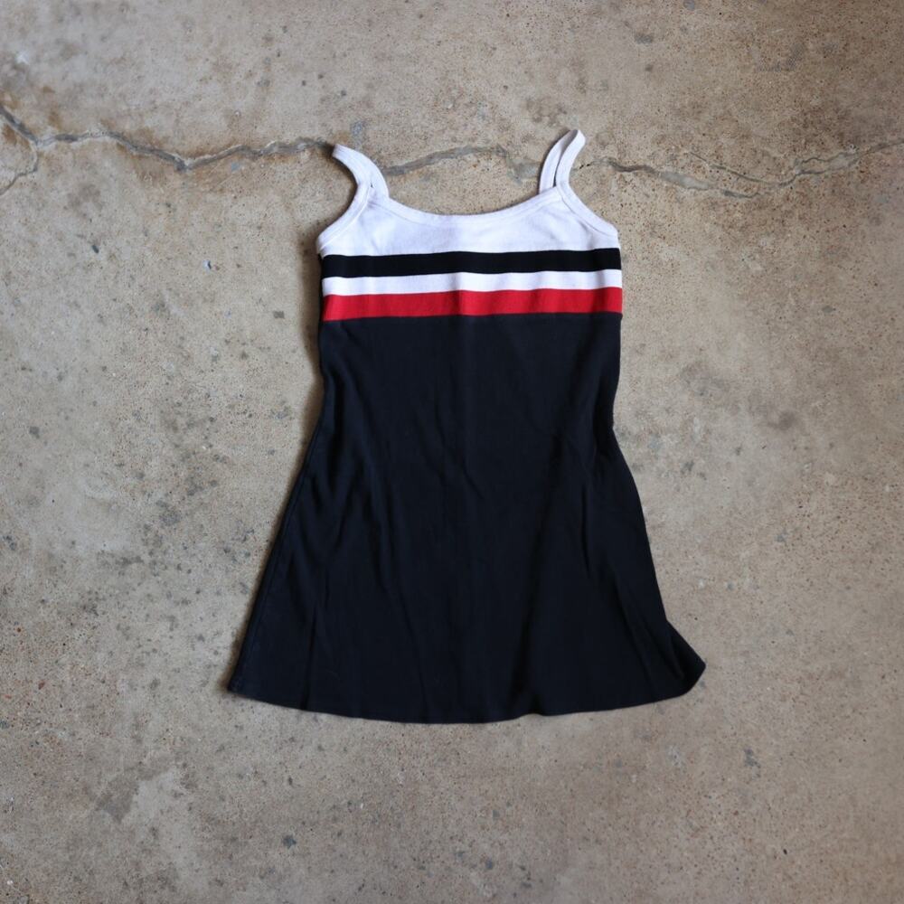 Vintage Y2K Striped Colorblock Cotton 90s Mini Dress S JALATE schoolgirl preppy